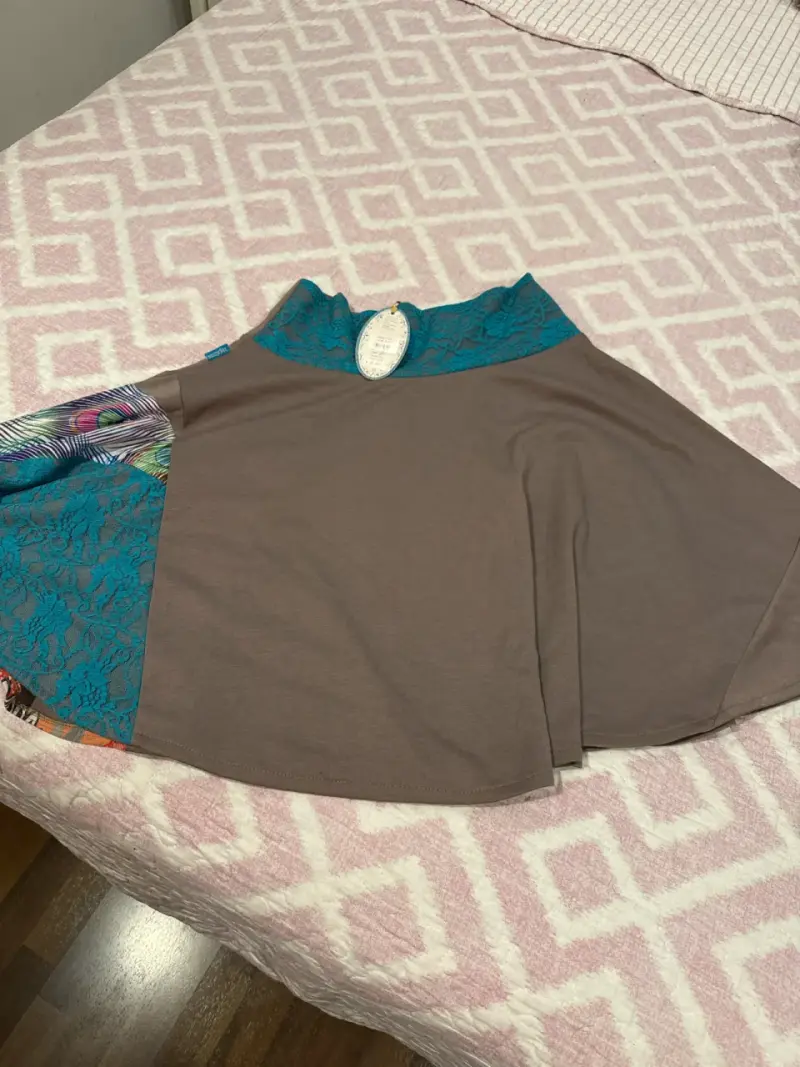 Vestido estampado con encaje azul - 2