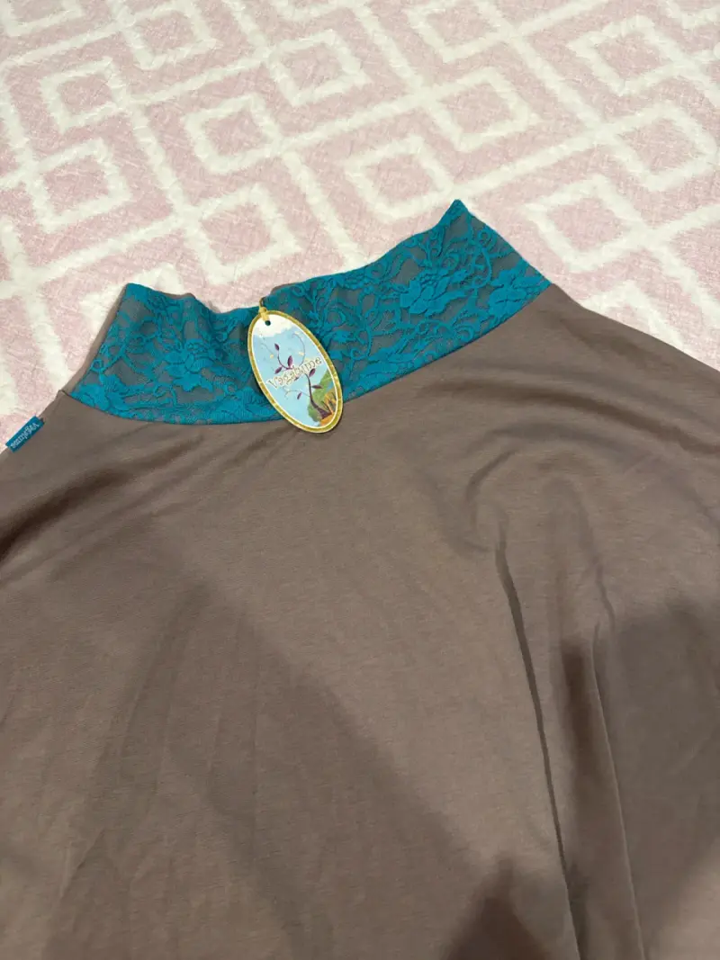 Vestido estampado con encaje azul - 3