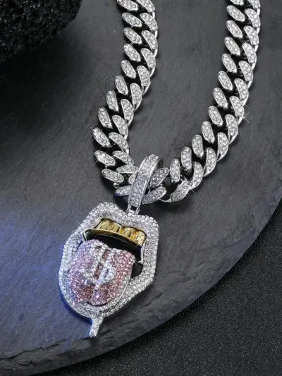 Collar de plata con colgante brillante - miniatura 1