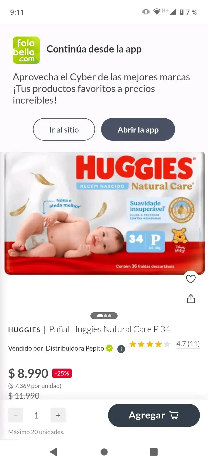 Pañales Huggies Natural Care P 34