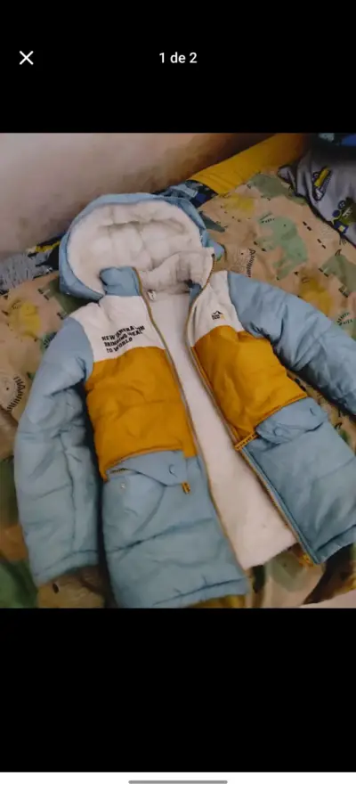 Parka infantil azul y amarilla - miniatura 1