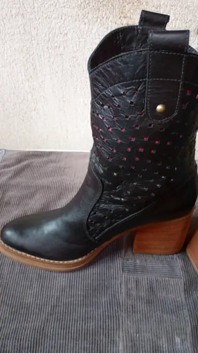 Botín vaquero cuero negro - miniatura 10