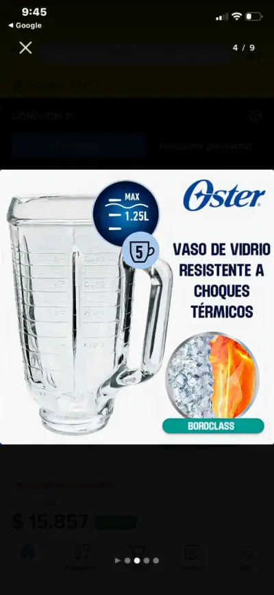 Vaso de vidrio Oster 1.25L - miniatura 1