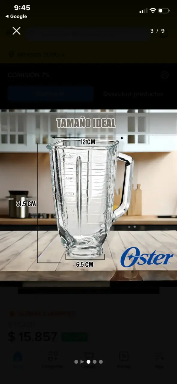 Vaso de vidrio Oster 1.25L - 2