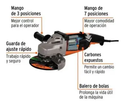 Esmeriladora angular Truper 7" - miniatura 2