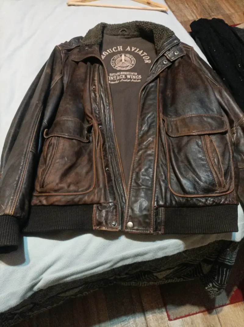 Chaqueta de cuero marrón - 1