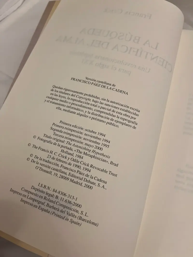 La búsqueda científica del alma, Francis Crick - 3