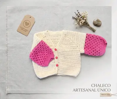 Chaleco artesanal bebé bicolor - miniatura 1
