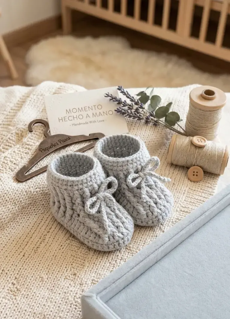 Botines de bebé tejidos a mano - 3