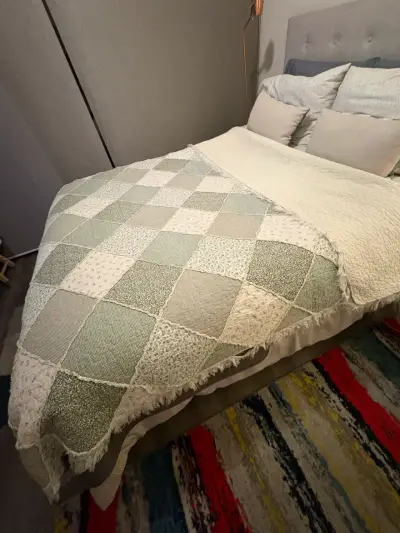 Colcha patchwork tonos verdes 1.5P - miniatura 2