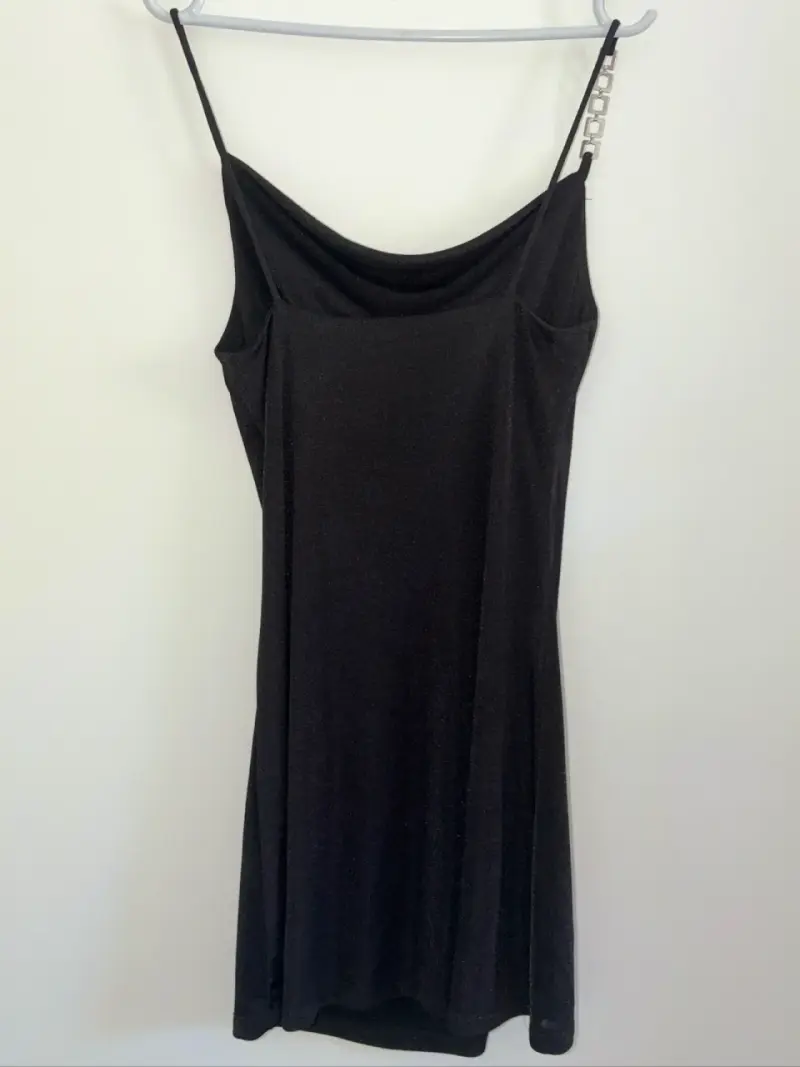 Vestido negro escote drapeado - 2
