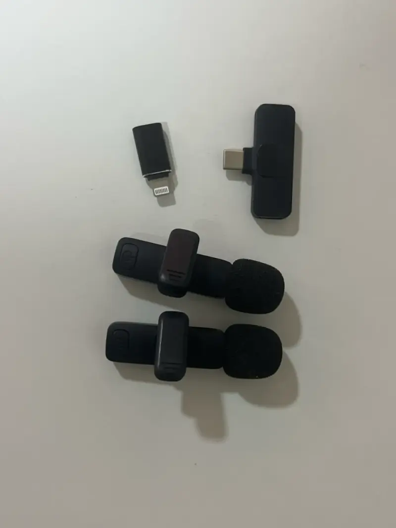 Micrófonos inalámbricos + adaptador para iphone