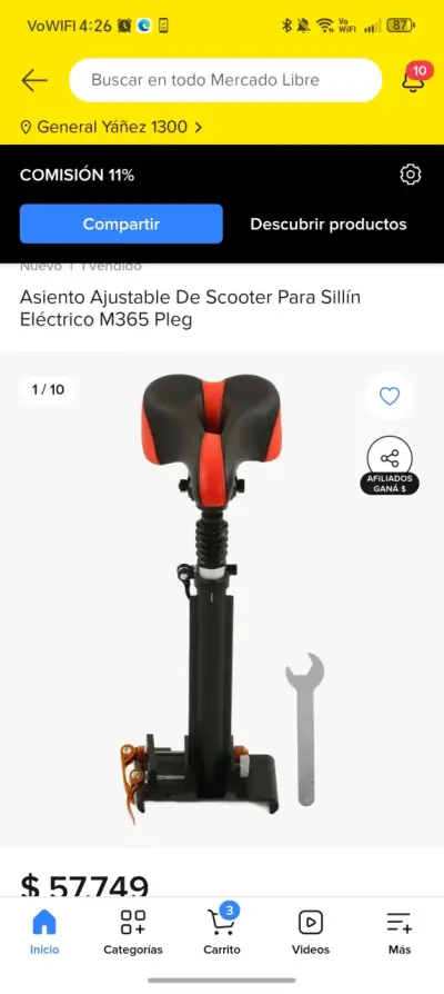 Asiento ajustable para scooter eléctrico - miniatura 1