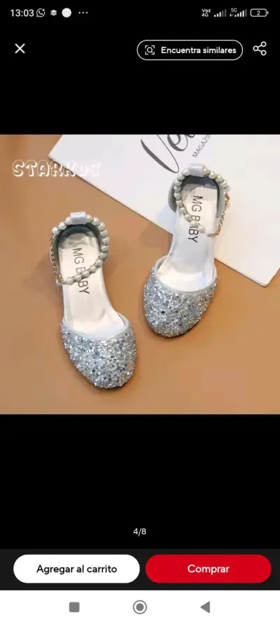Zapatos de niña con brillantes y perlas - miniatura 1
