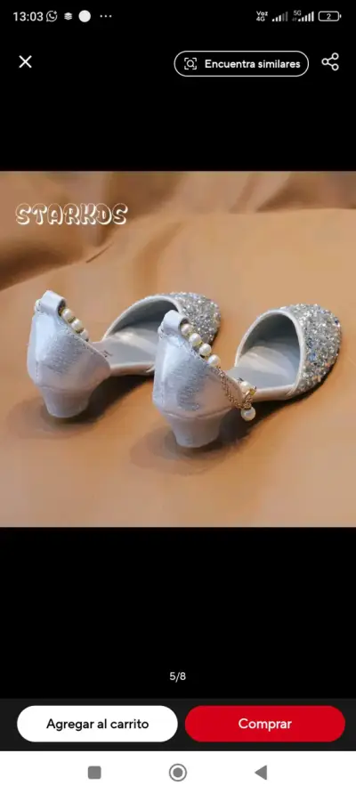 Zapatos de niña con brillantes y perlas - miniatura 2