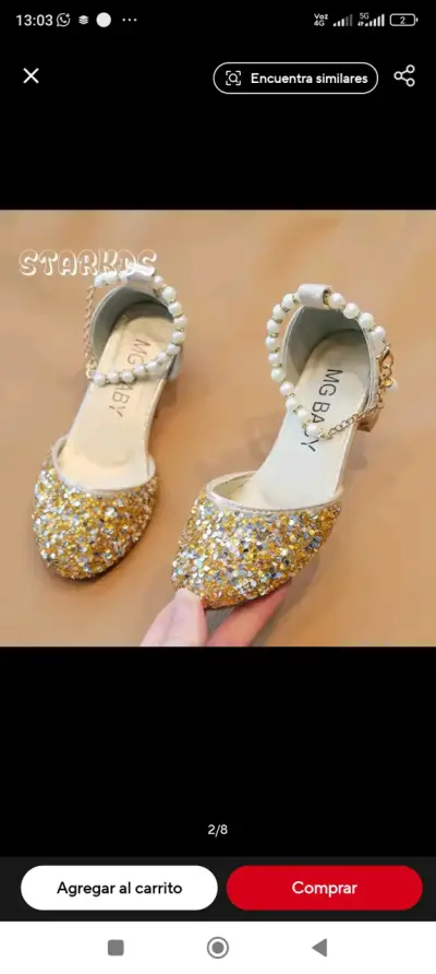 Zapatos de niña con brillantes y perlas - miniatura 3
