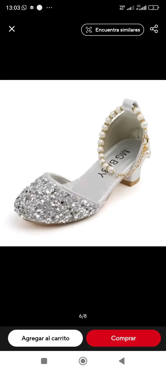 Zapatos de niña con brillantes y perlas - 5