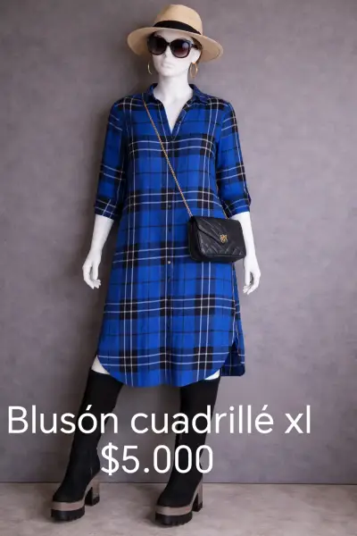 Blusón cuadrillé azul XL - miniatura 1