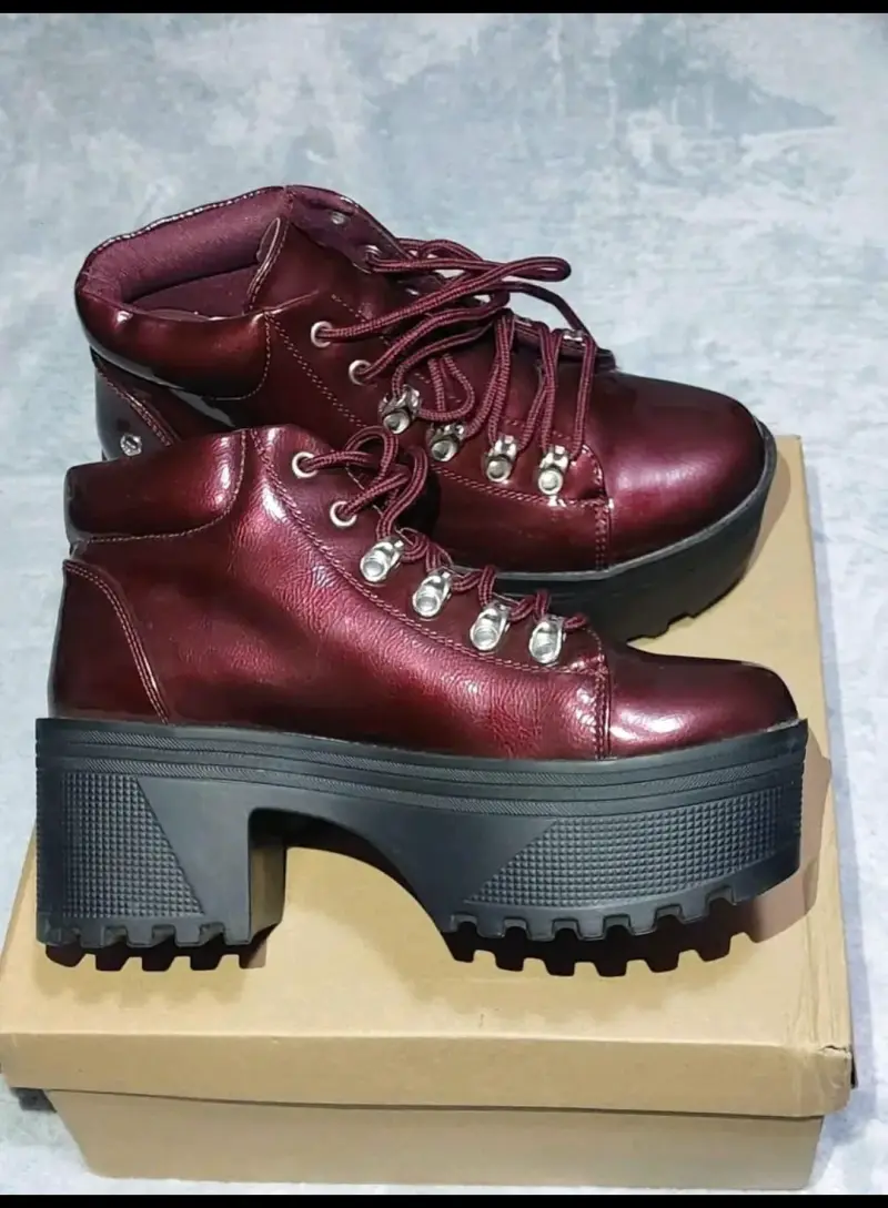 Botines burdeos con plataforma - 2