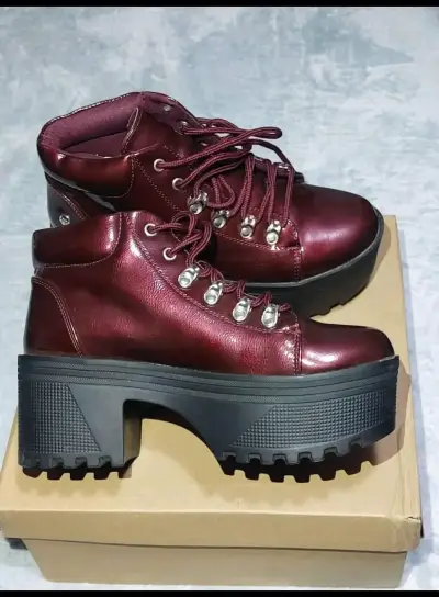 Botines burdeos con plataforma - miniatura 2