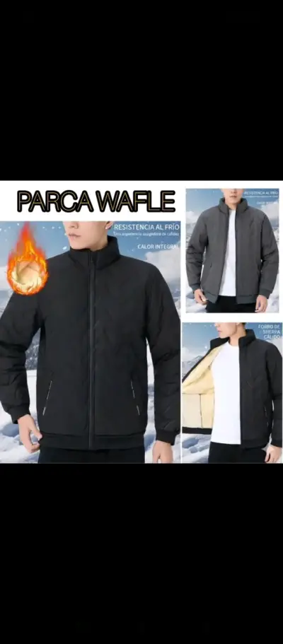 Parca Waffle Negra Térmica - miniatura 1