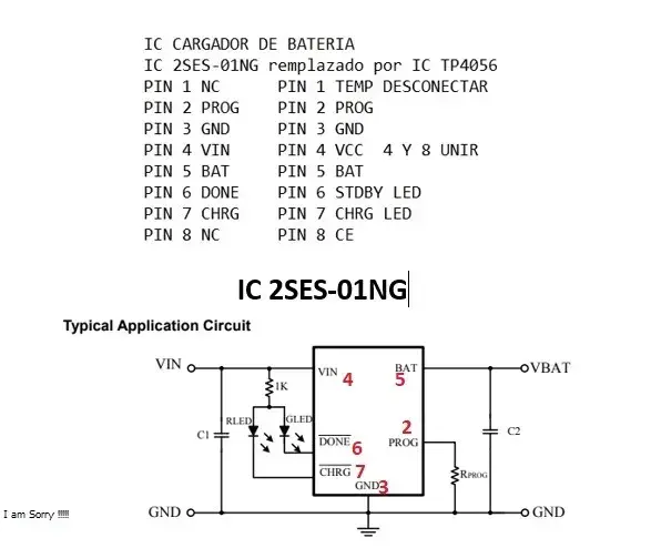 IC Carga de Bateria de 5V 1A TP4056 Remplaza a IC - 4