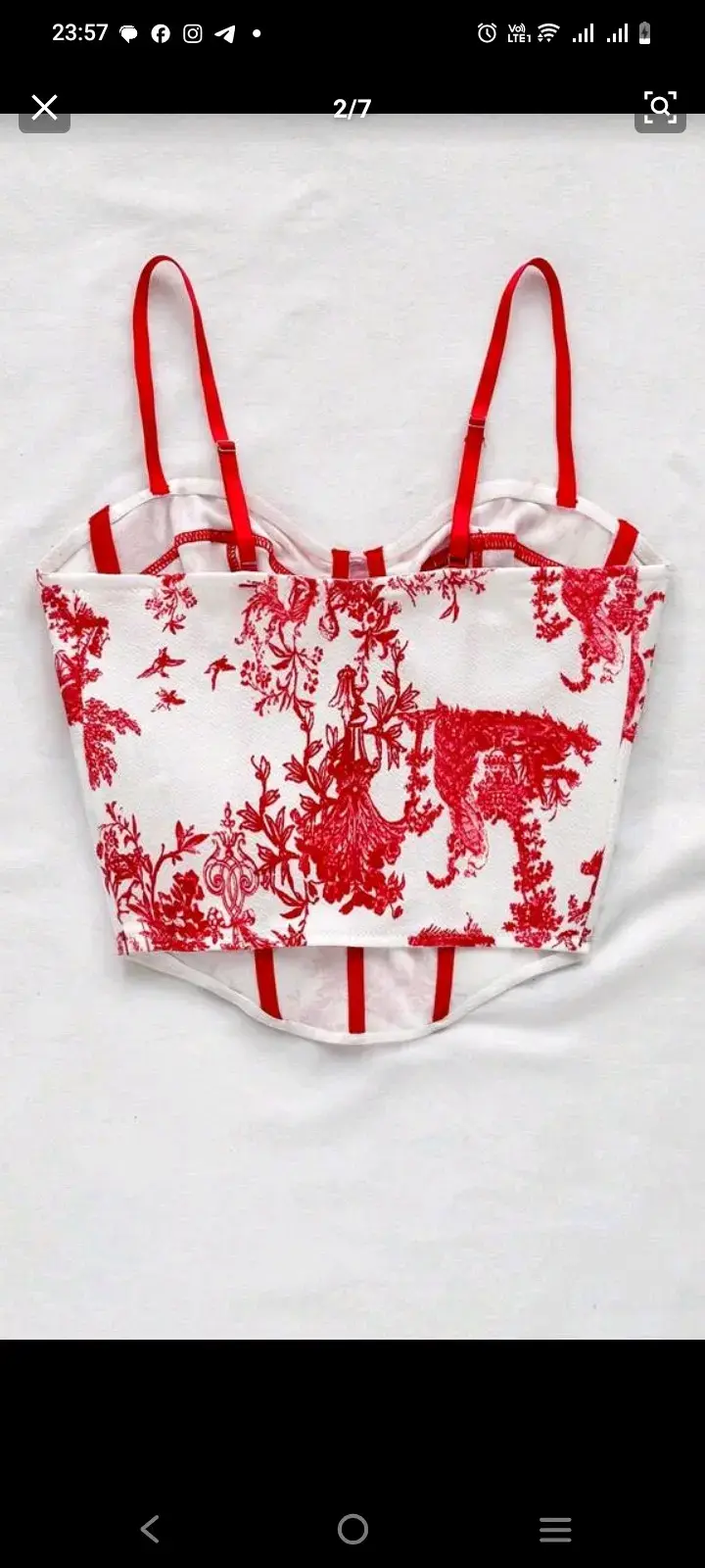 Corset blanco con estampado rojo - 2
