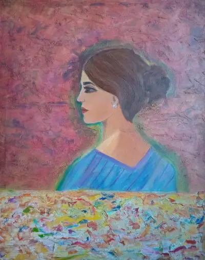 Cuadro de mujer pintado a mano - miniatura 1