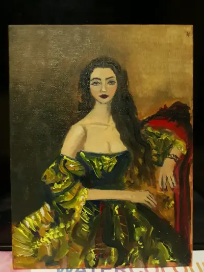 Cuadro retrato femenino Hecho a mano - miniatura 1