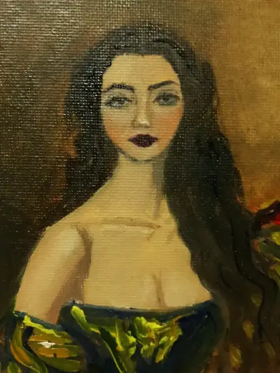 Cuadro retrato femenino Hecho a mano - miniatura 4