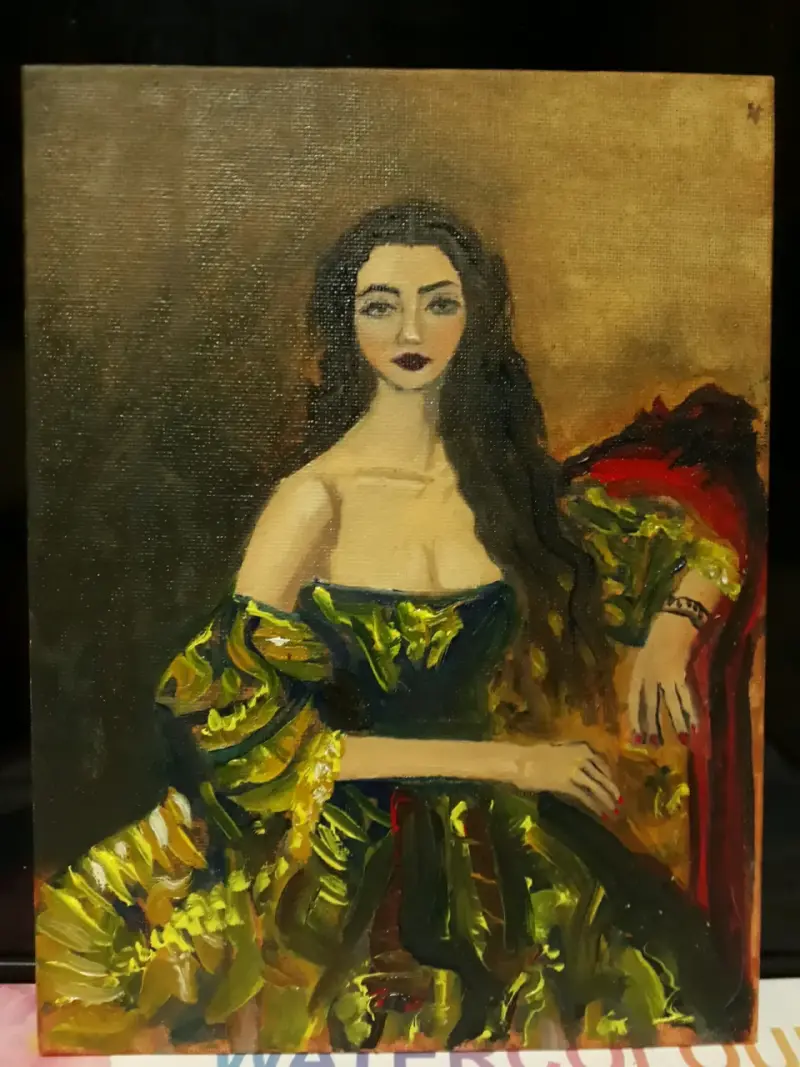 Cuadro retrato femenino Hecho a mano - 5
