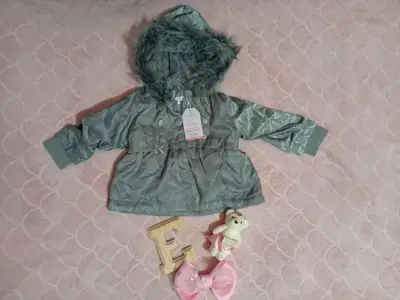 Parka gris con capucha peluda - miniatura 1