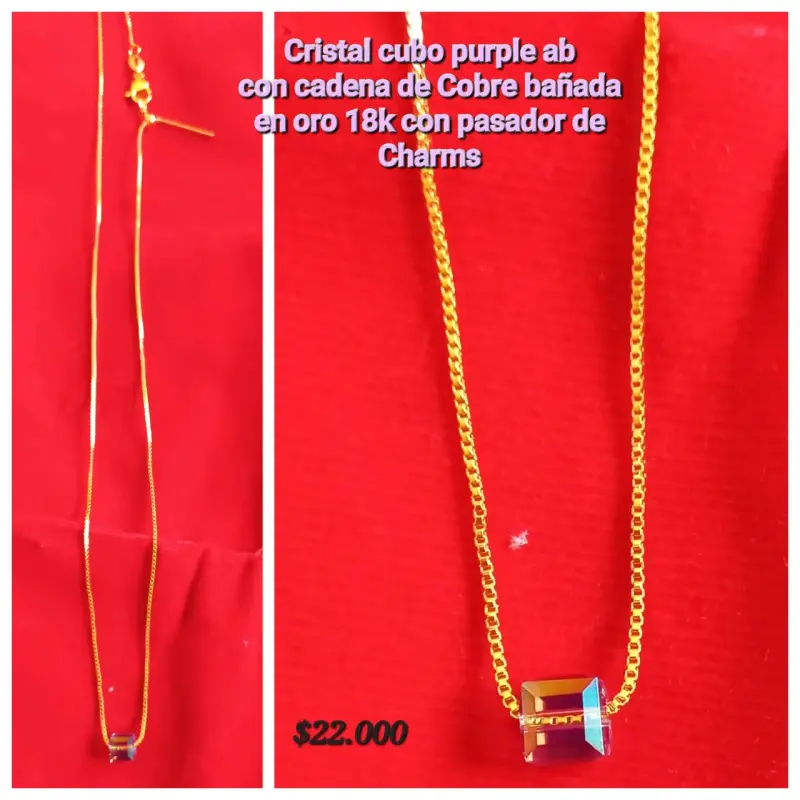 Collar cubo púrpura dorado