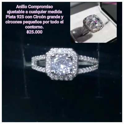 Anillo de compromiso ajustable en plata - miniatura 1