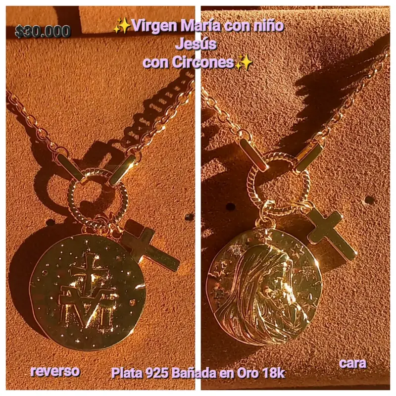 Medalla Virgen con Niño Jesús en Circones - 1