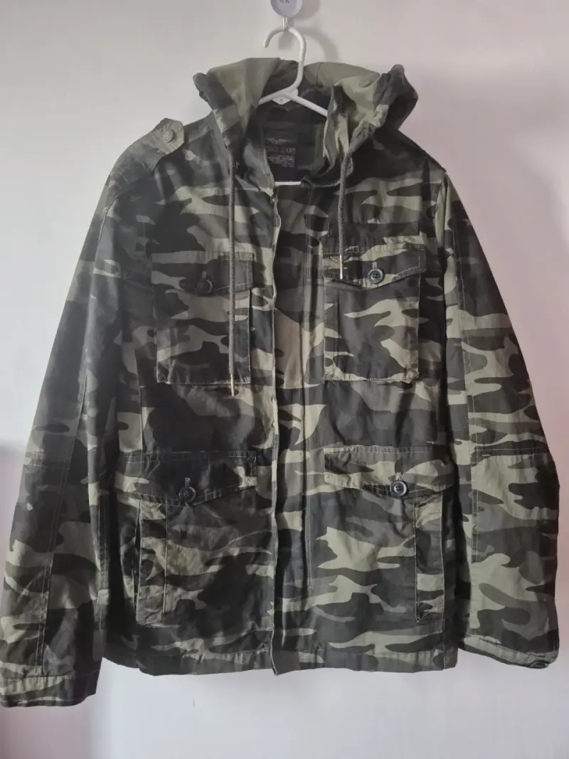 Parka camuflada con gorro - 1