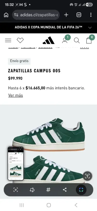 Zapatillas Adidas Campus 00s verdes - miniatura 1