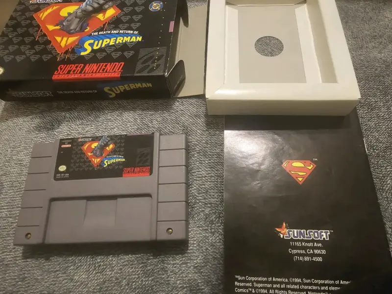 Juego Superman para SNES con caja