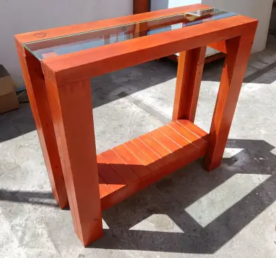 Mesa auxiliar de madera y vidrio - miniatura 3