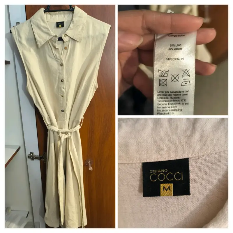Vestido largo beige lino