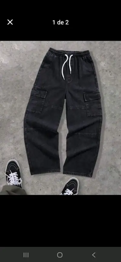 Pantalones cargo negros - miniatura 1