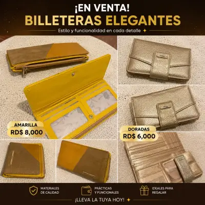 Billeteras de cuero dorado y amarillo - miniatura 2