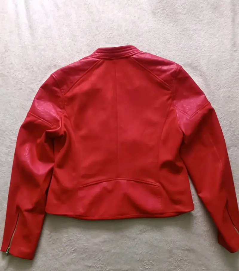 Chaqueta roja estilo motociclista - 3