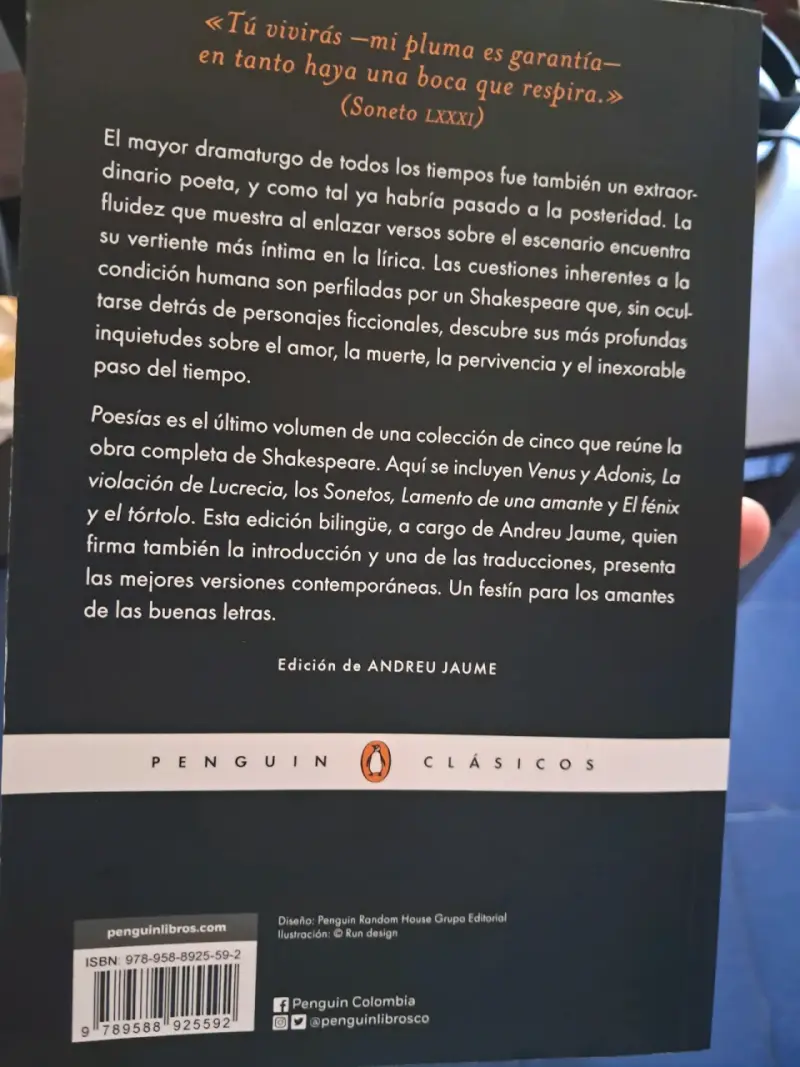 Libro Poesía deShakespeare - 2