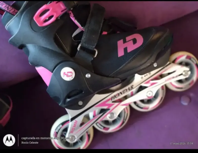 Patines en línea rosa y negro - 2