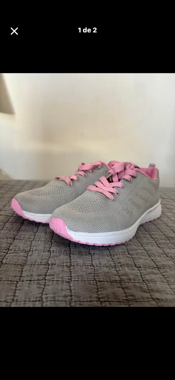 Zapatillas deportivas gris y rosado