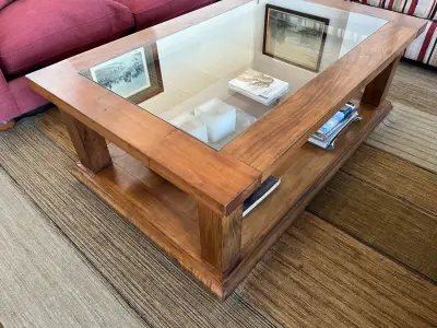 Mesa de centro de madera y vidrio - miniatura 2
