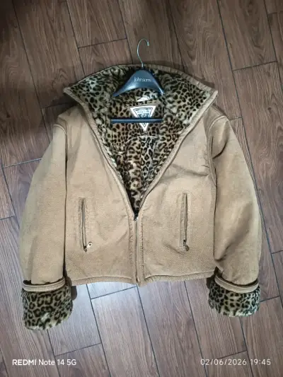 Chaqueta de cuero con forro animal print - miniatura 1