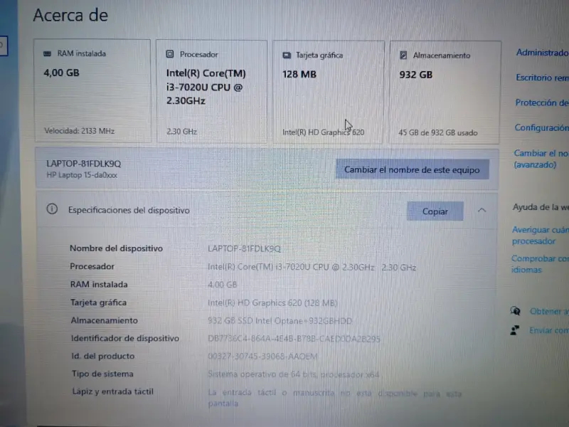 Laptop HP con cargador 15" - 4