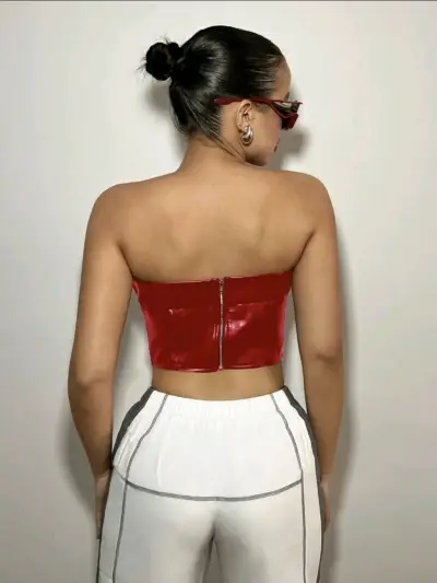 Top corsé rojo y negro - miniatura 6